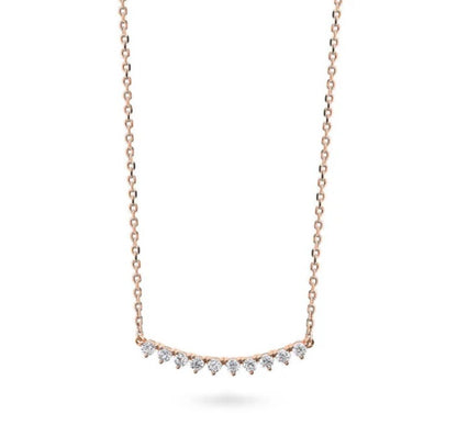 Bar CZ Pendant Necklace in Rose Gold Flashed Sterling Silver