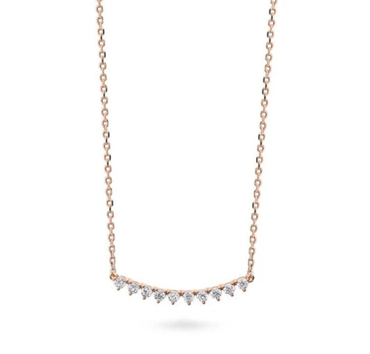 Bar CZ Pendant Necklace in Rose Gold Flashed Sterling Silver