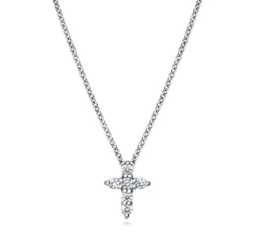 Cross CZ Pendant Necklace in Sterling Silver
