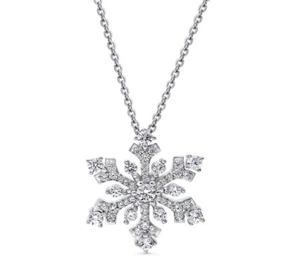Snowflake CZ Pendant Necklace in Sterling Silver