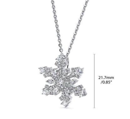Snowflake CZ Pendant Necklace in Sterling Silver