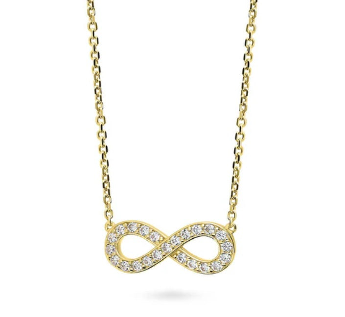 Infinity CZ Pendant Necklace in Gold Flashed Sterling Silver