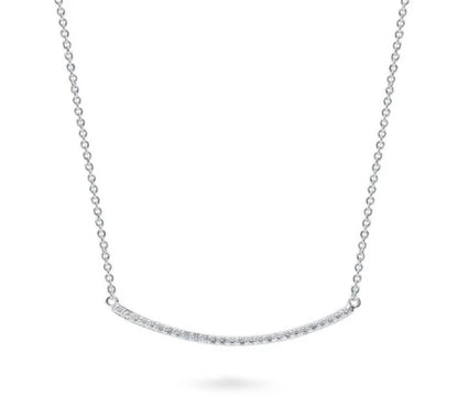 Bar CZ Pendant Necklace in Sterling Silver