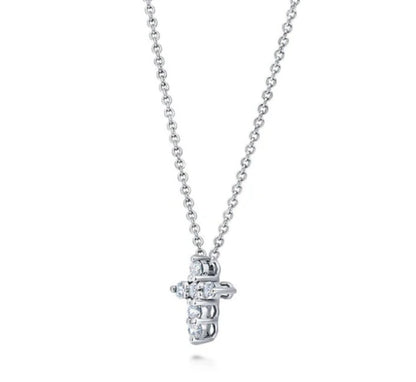 Cross CZ Pendant Necklace in Sterling Silver