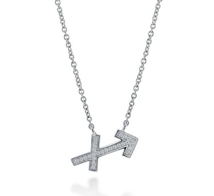 Zodiac Sagittarius CZ Pendant Necklace in Sterling Silver