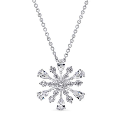 Snowflake CZ Pendant Necklace in Sterling Silver