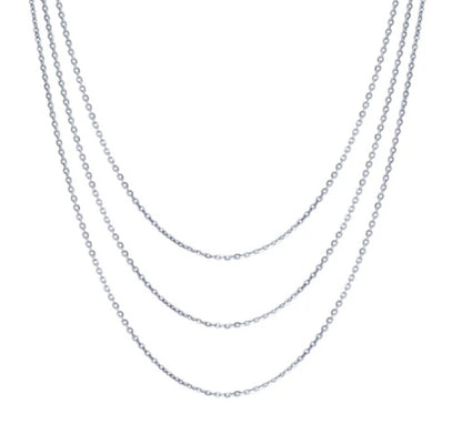 Italian Chain Necklace in Sterling Silver, 3 Piece