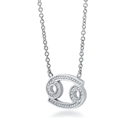 Zodiac Cancer CZ Pendant Necklace in Sterling Silver