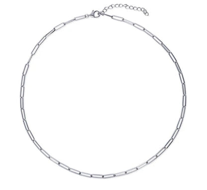 Paperclip CZ by the Yard Chain Necklace in Sterling Silver, 2 Piece