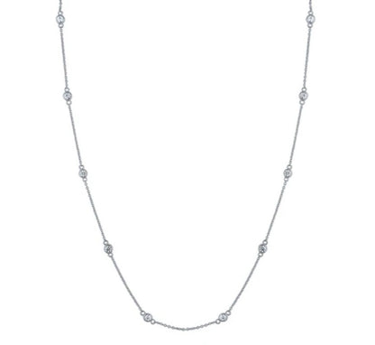 Paperclip CZ by the Yard Chain Necklace in Sterling Silver, 2 Piece