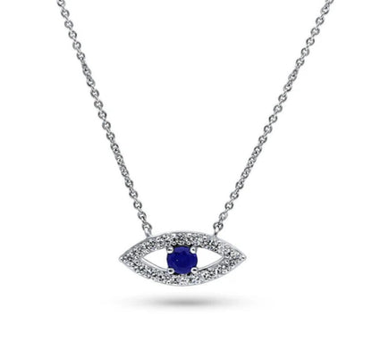 Evil Eye CZ Chain Necklace in Sterling Silver, 2 Piece