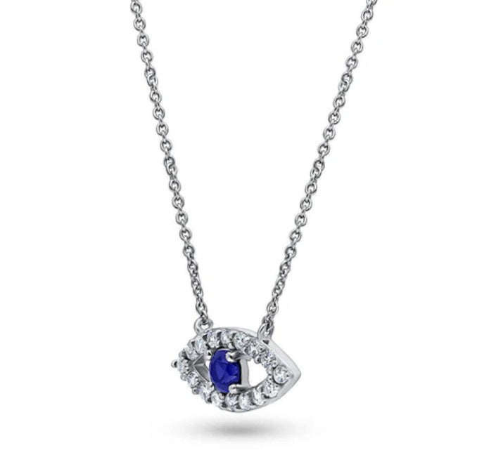 Evil Eye CZ Chain Necklace in Sterling Silver, 2 Piece