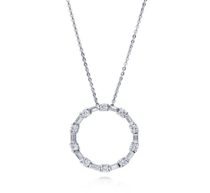 Open Circle CZ Pendant Necklace in Sterling Silver