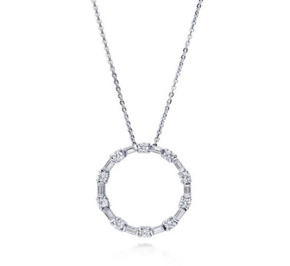 Open Circle CZ Pendant Necklace in Sterling Silver
