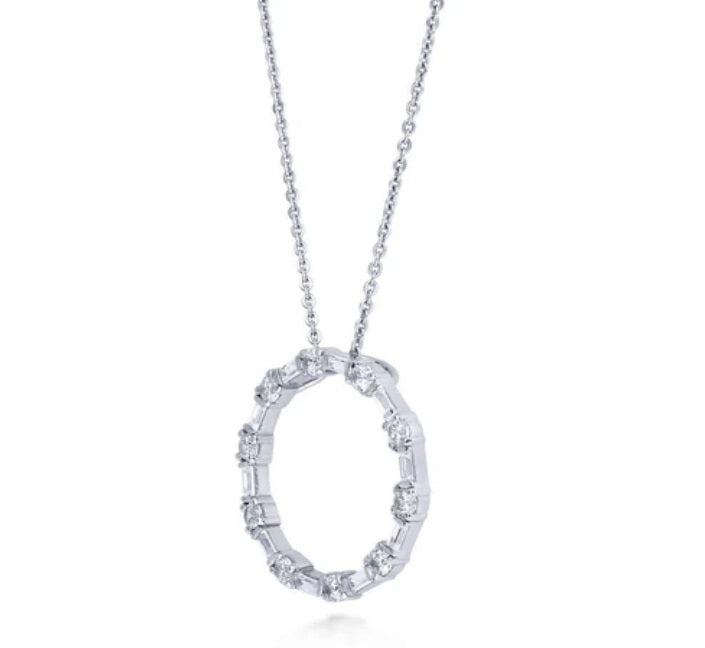 Open Circle CZ Pendant Necklace in Sterling Silver