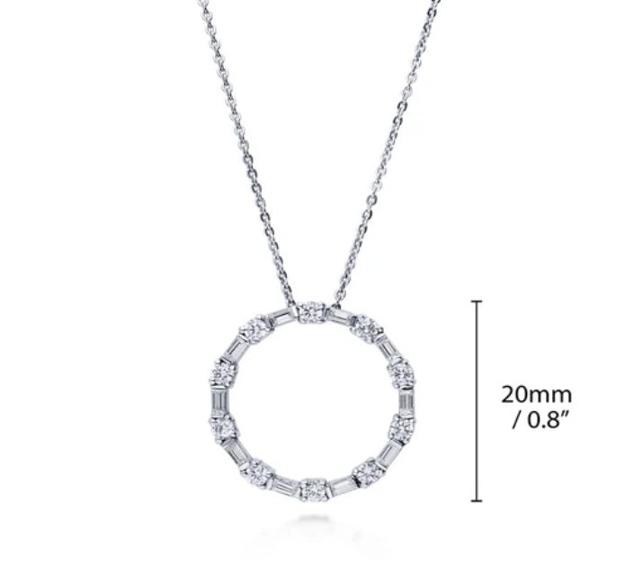 Open Circle CZ Pendant Necklace in Sterling Silver