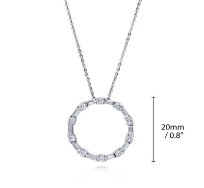 Open Circle CZ Pendant Necklace in Sterling Silver