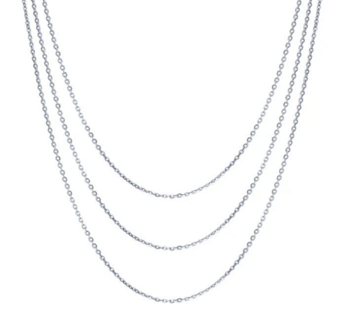 Italian Chain Necklace in Sterling Silver, 3 Piece