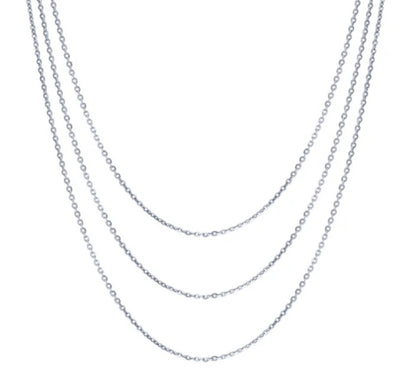 Italian Chain Necklace in Sterling Silver, 3 Piece