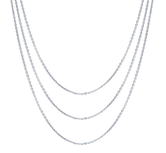 Italian Chain Necklace in Sterling Silver, 3 Piece