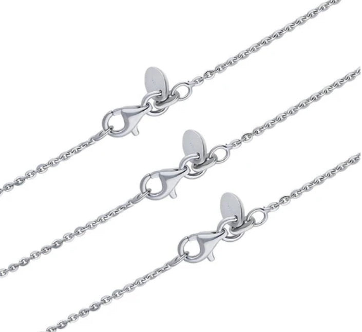 Italian Chain Necklace in Sterling Silver, 3 Piece