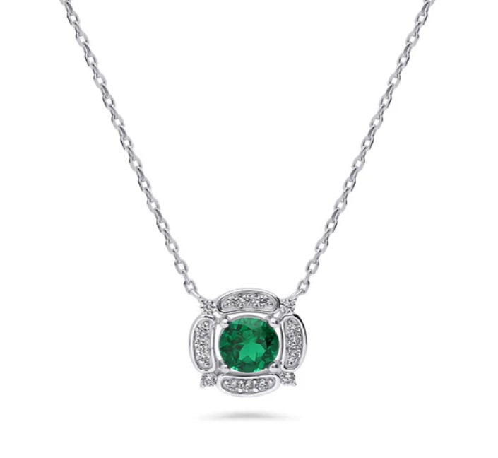 Flower Halo CZ Pendant Necklace in Sterling Silver