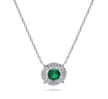 Flower Halo CZ Pendant Necklace in Sterling Silver