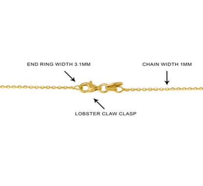 Italian Rolo Chain Necklace in Gold Flashed Sterling Silver 1mm