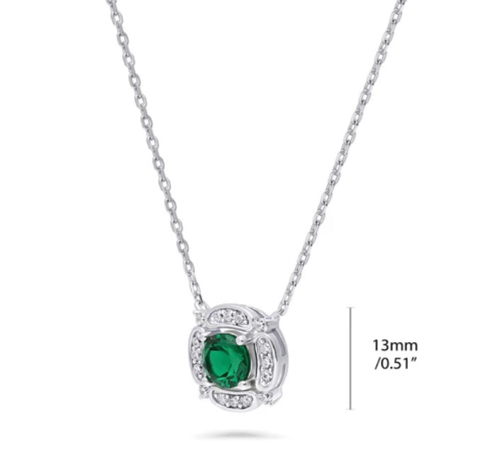 Flower Halo CZ Pendant Necklace in Sterling Silver
