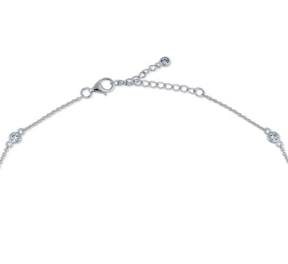 Solitaire 0.45ct Round CZ Pendant Station Necklace in Sterling Silver