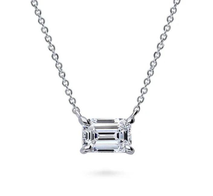 Bar Cluster CZ Pendant Necklace in Sterling Silver, 2 Piece