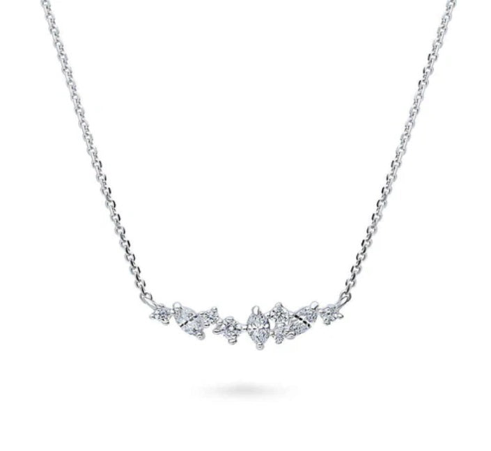 Bar Cluster CZ Pendant Necklace in Sterling Silver, 2 Piece