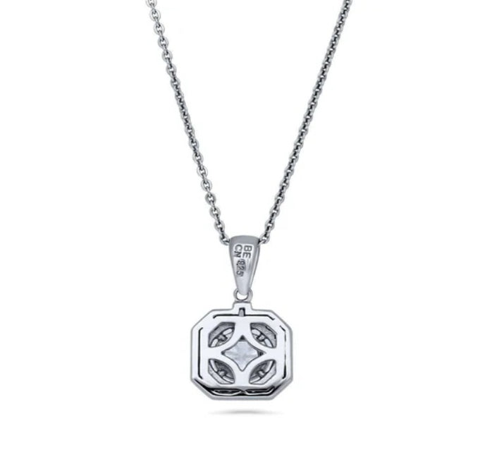 Art Deco CZ Pendant Necklace in Sterling Silver