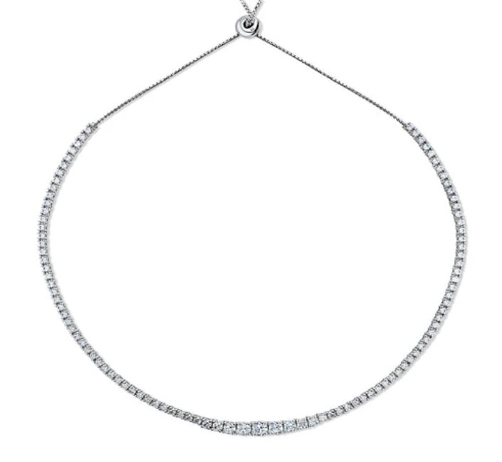 Graduated CZ Statement Tennis Necklace in Sterling Silver