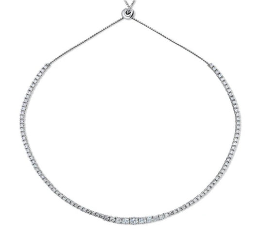 Graduated CZ Statement Tennis Necklace in Sterling Silver