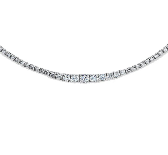 Graduated CZ Statement Tennis Necklace in Sterling Silver