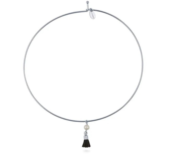 Tassel Imitation Pearl Choker in Silver-Tone