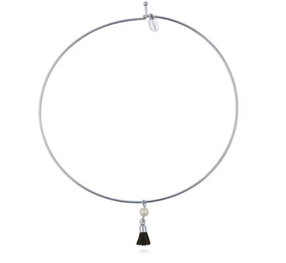 Tassel Imitation Pearl Choker in Silver-Tone