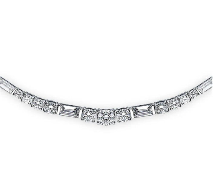 Art Deco CZ Statement Tennis Necklace in Sterling Silver