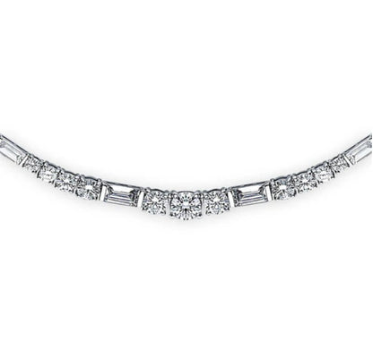 Art Deco CZ Statement Tennis Necklace in Sterling Silver