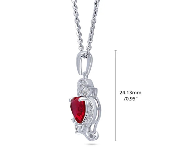 Heart Flower CZ Pendant Necklace in Sterling Silver