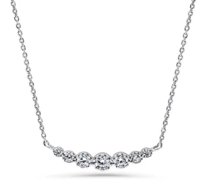 Graduated Bubble CZ Pendant Necklace in Sterling Silver