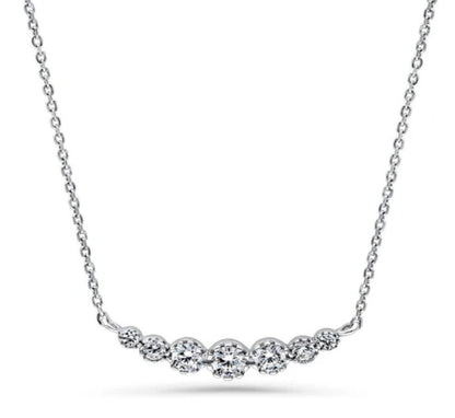 Graduated Bubble CZ Pendant Necklace in Sterling Silver
