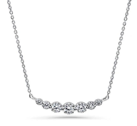 Graduated Bubble CZ Pendant Necklace in Sterling Silver