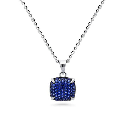 Square CZ Pendant Necklace in Sterling Silver