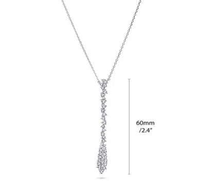 Cluster Teardrop CZ Pendant Necklace in Sterling Silver
