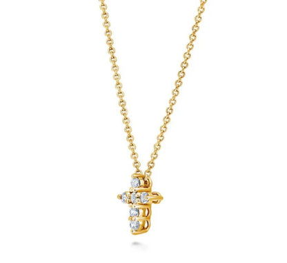 Cross CZ Pendant Necklace in Sterling Silver, 2 Piece