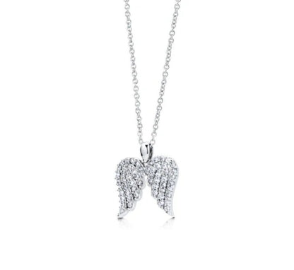 Angel Wings CZ Pendant Necklace in Sterling Silver