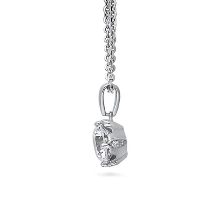 Solitaire 2ct Round CZ Pendant Necklace in Sterling Silver