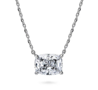 Solitaire East-West 3.5ct Radiant CZ Necklace in Sterling Silver